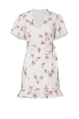StyleStalker Womens Floral Print Crepe Ruffle Penny Mini Wrap Dress Size Small
